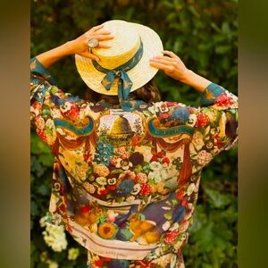 ⭐️Market of Stars⭐️ Stay Gold Bamboo Vintage Art Cropped Boho Kimono